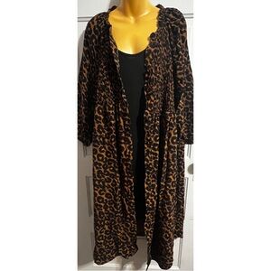 Leopard Smocked Duster Jacket Dress